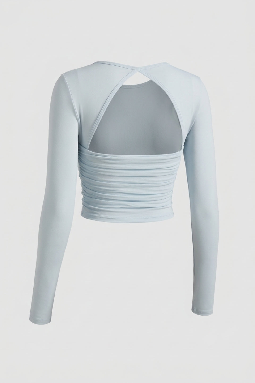 Dames Long Sleeve Sport Top | Open Rug | Lichtblauwe Workout Top