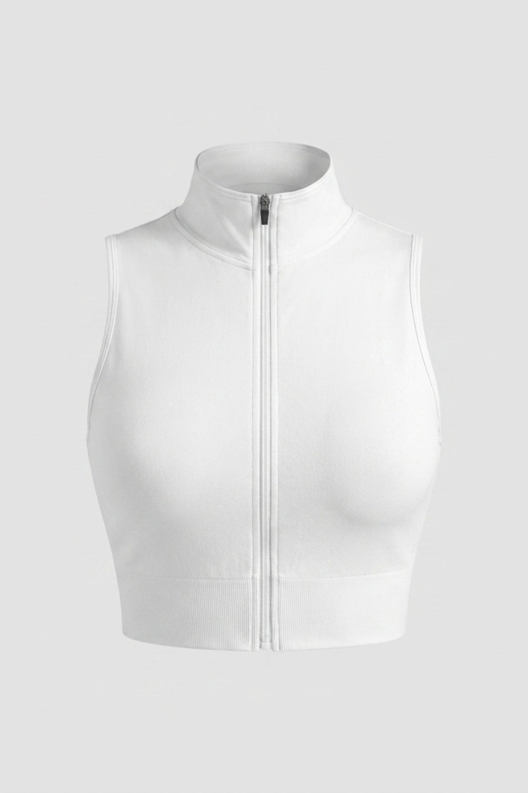 Dames Mouwloze Workout Top Slim Fit | Cropped Sporttop | Hoge Kraag Met Rits