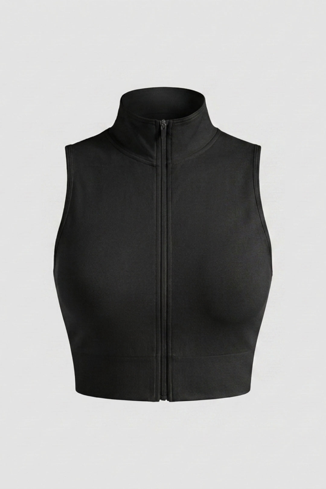 Dames Mouwloze Workout Top Slim Fit | Cropped Sporttop | Hoge Kraag Met Rits