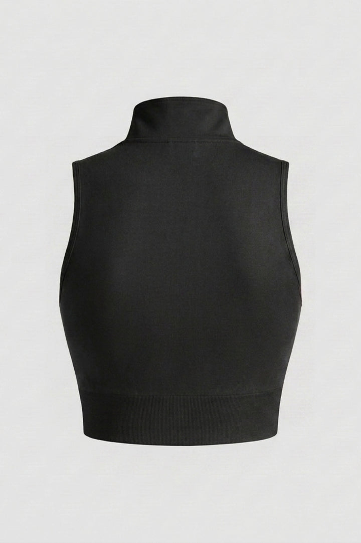 Dames Mouwloze Workout Top Slim Fit | Cropped Sporttop | Hoge Kraag Met Rits