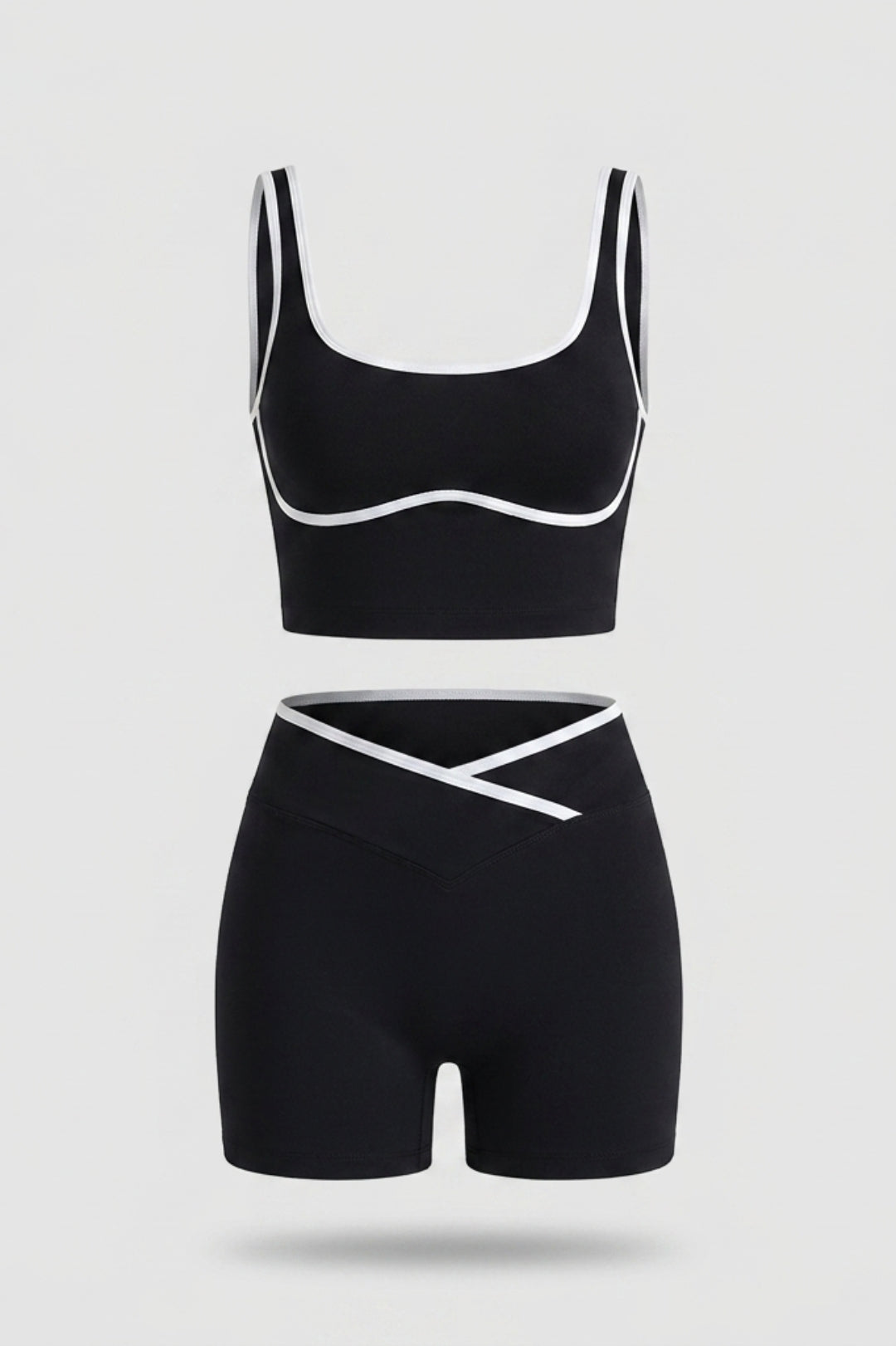 Dames Naadloze Sport Set Slim Fit | Contrastbies | High Waist Shorts & Cropped Tanktop