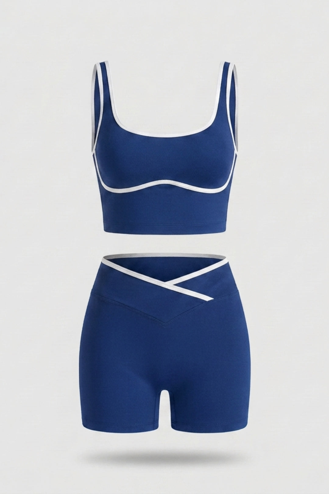 Dames Naadloze Sport Set Slim Fit | Contrastbies | High Waist Shorts & Cropped Tanktop