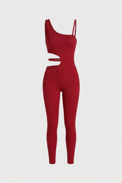 Dames One-Piece Jumpsuit | Aansluitende Fit | Asymmetrische Top | Cut-Out Detail