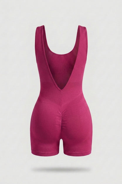 Dames One Piece jumpsuit | Sculpting Fit | Open Back | Sport Jumpsuit Short