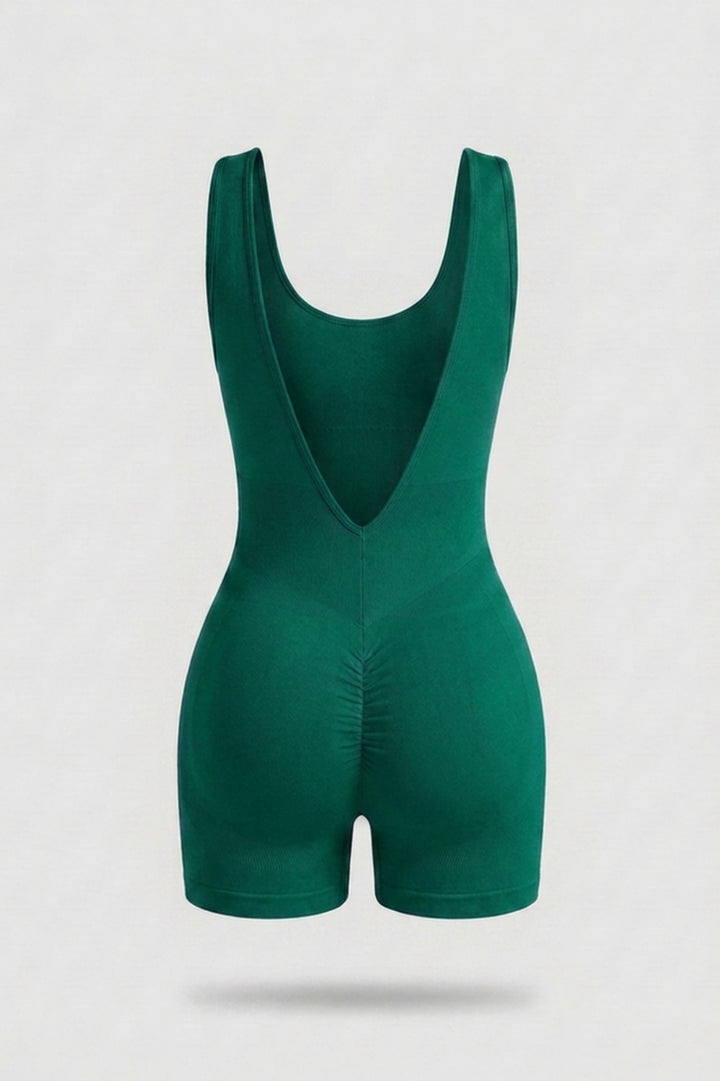 Dames One Piece jumpsuit | Sculpting Fit | Open Back | Sport Jumpsuit Short