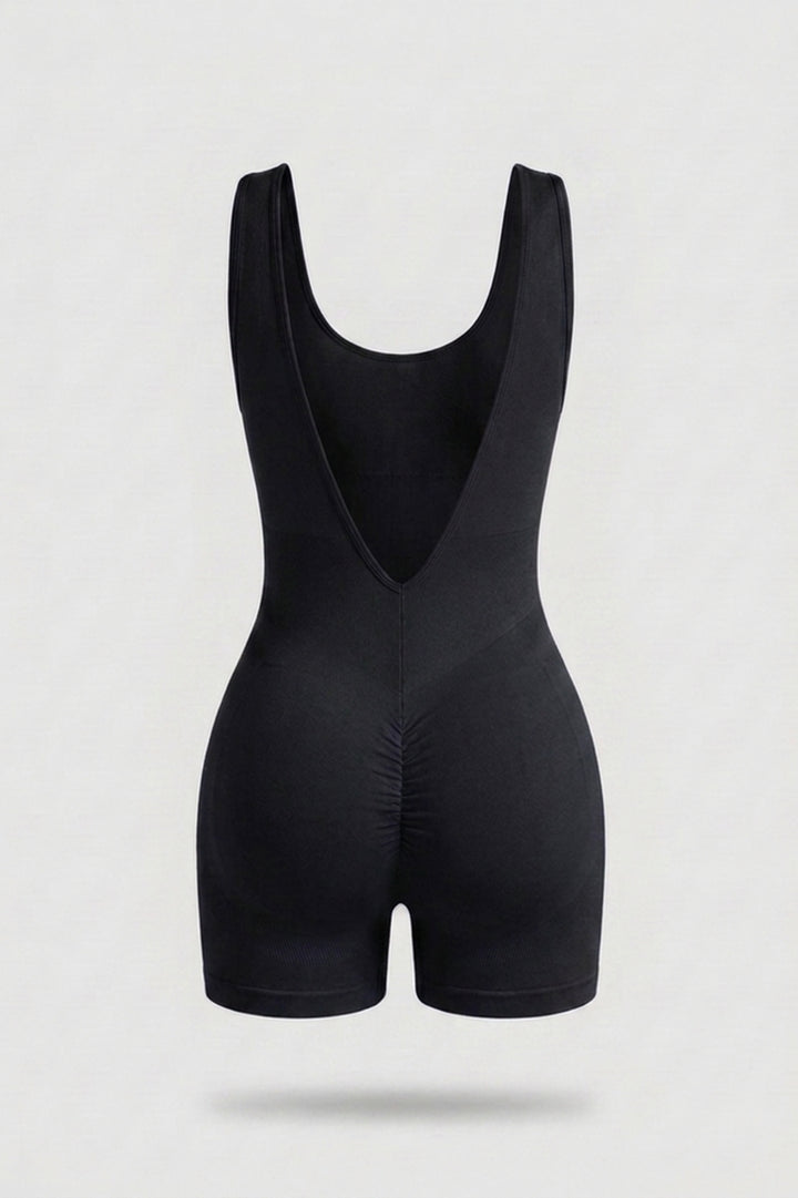Dames One Piece jumpsuit | Sculpting Fit | Open Back | Sport Jumpsuit Short