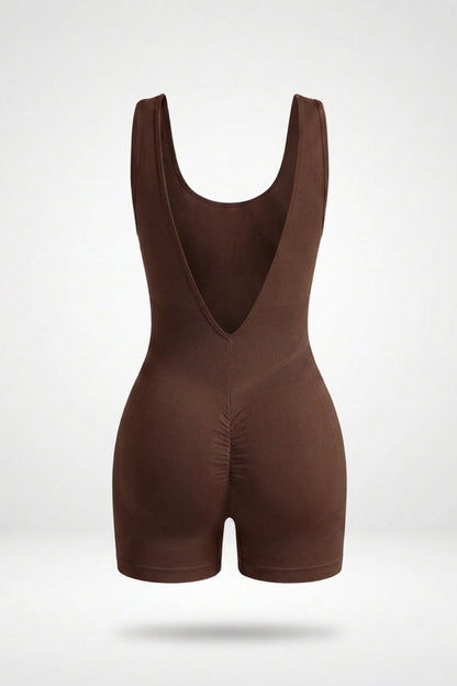 Dames One Piece jumpsuit | Sculpting Fit | Open Back | Sport Jumpsuit Short
