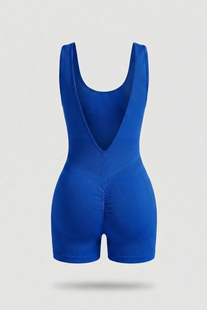 Dames One Piece jumpsuit | Sculpting Fit | Open Back | Sport Jumpsuit Short