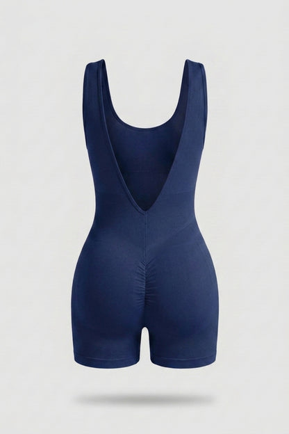 Dames One Piece jumpsuit | Sculpting Fit | Open Back | Sport Jumpsuit Short