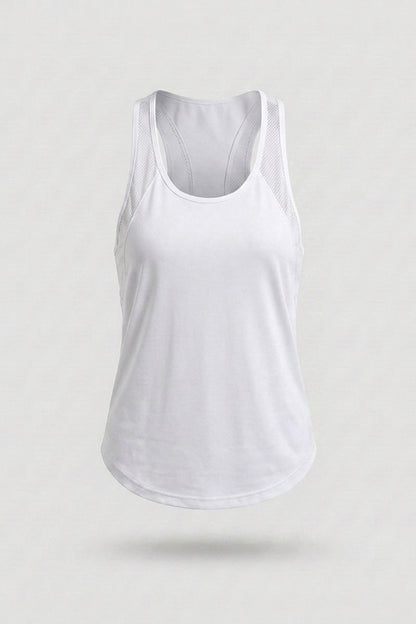 Dames Running Tank Top | Mesh Racerback | Witte Sport Top