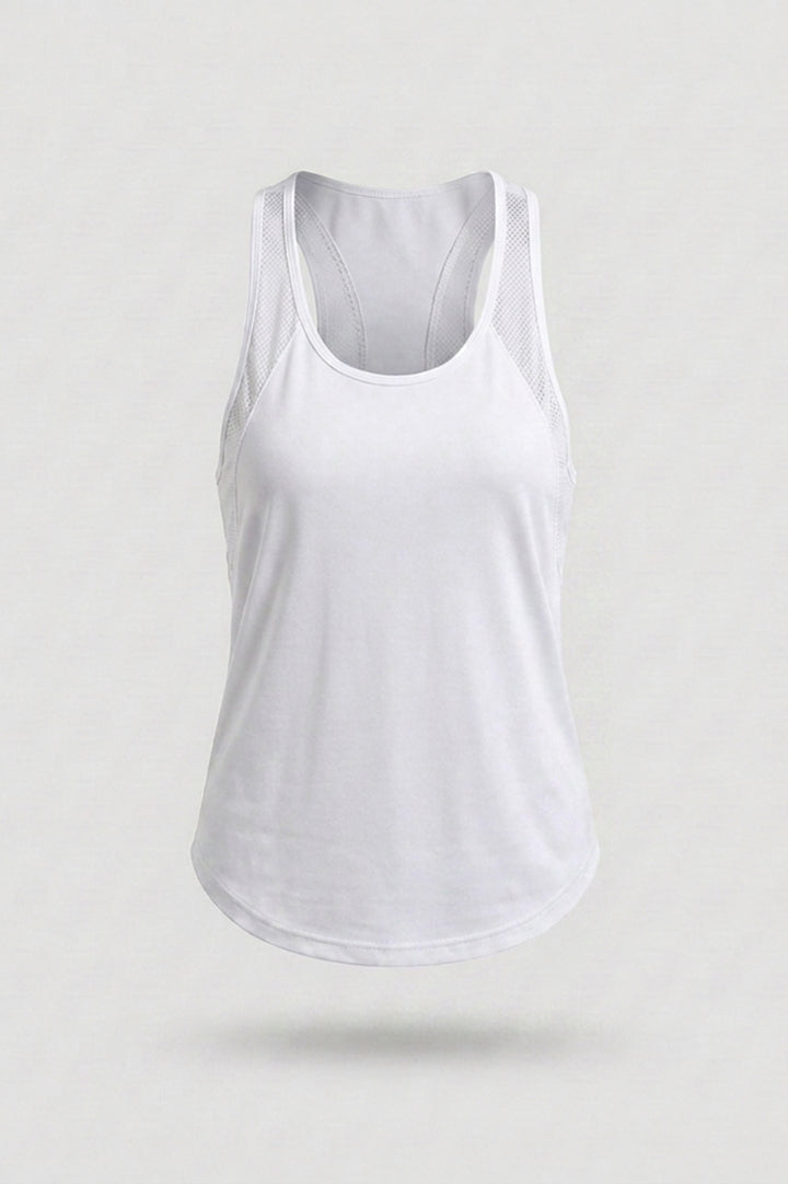 Dames Running Tank Top | Mesh Racerback | Witte Sport Top