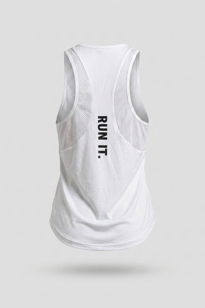 Dames Running Tank Top | Mesh Racerback | Witte Sport Top