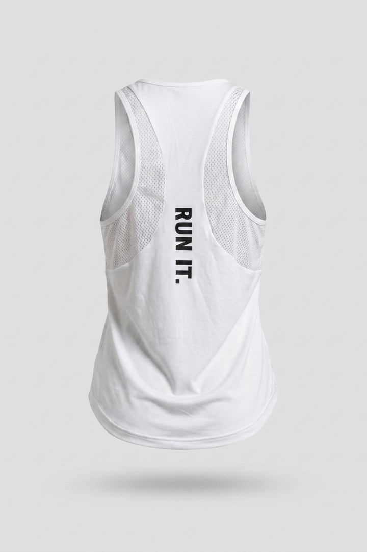 Dames Running Tank Top | Mesh Racerback | Witte Sport Top