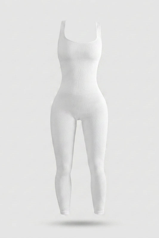 Dames Sculpting Onesie | Geribde stretch pasvorm | Mouwloze activewear-jumpsuit