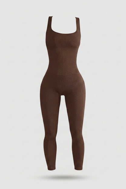 Dames Sculpting Onesie | Ribbed Stretch Fit | Mouwloze Activewear Jumpsuit