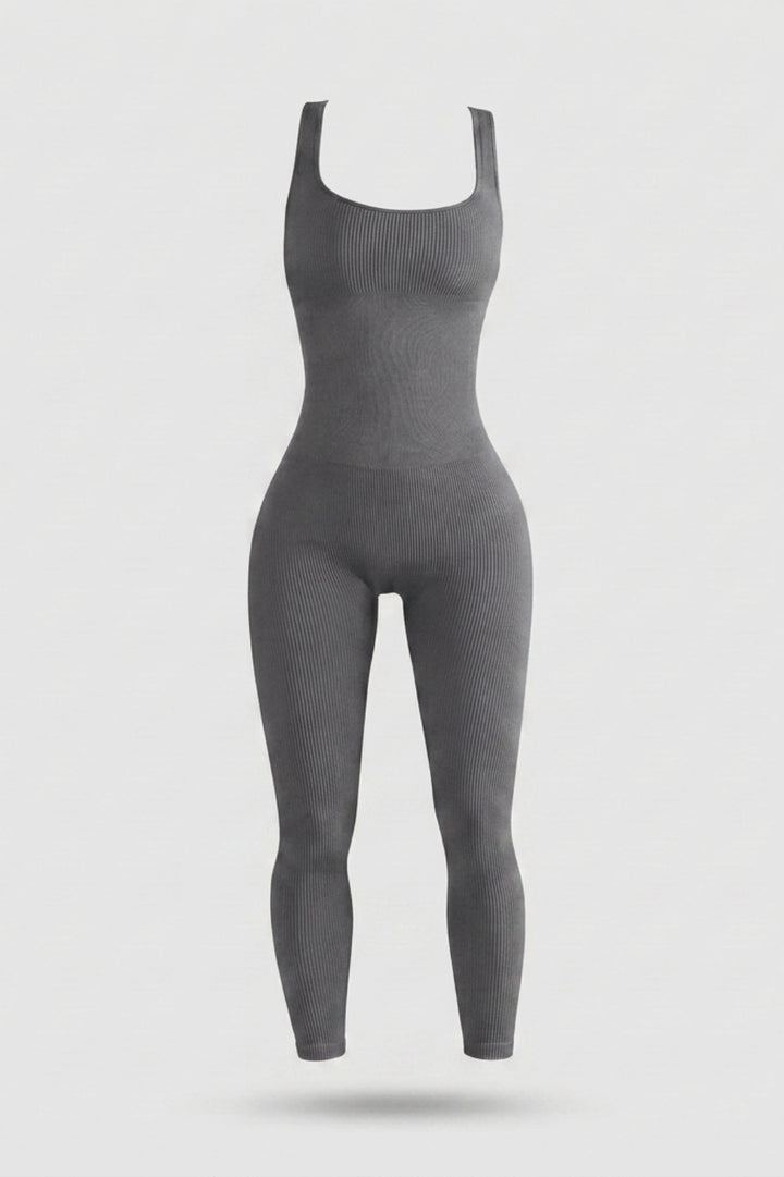 Dames Sculpting Onesie | Ribbed Stretch Fit | Mouwloze Activewear Jumpsuit