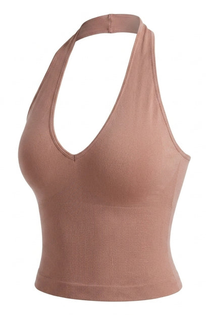 Dames Seamless Top | Sculpting Fit | Open Rug | Halter Neck Styling Top