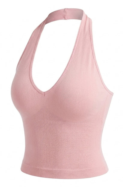 Dames Seamless Top | Sculpting Fit | Open Rug | Halter Neck Styling Top