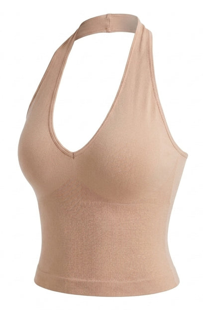 Dames Seamless Top | Sculpting Fit | Open Rug | Halter Neck Styling Top