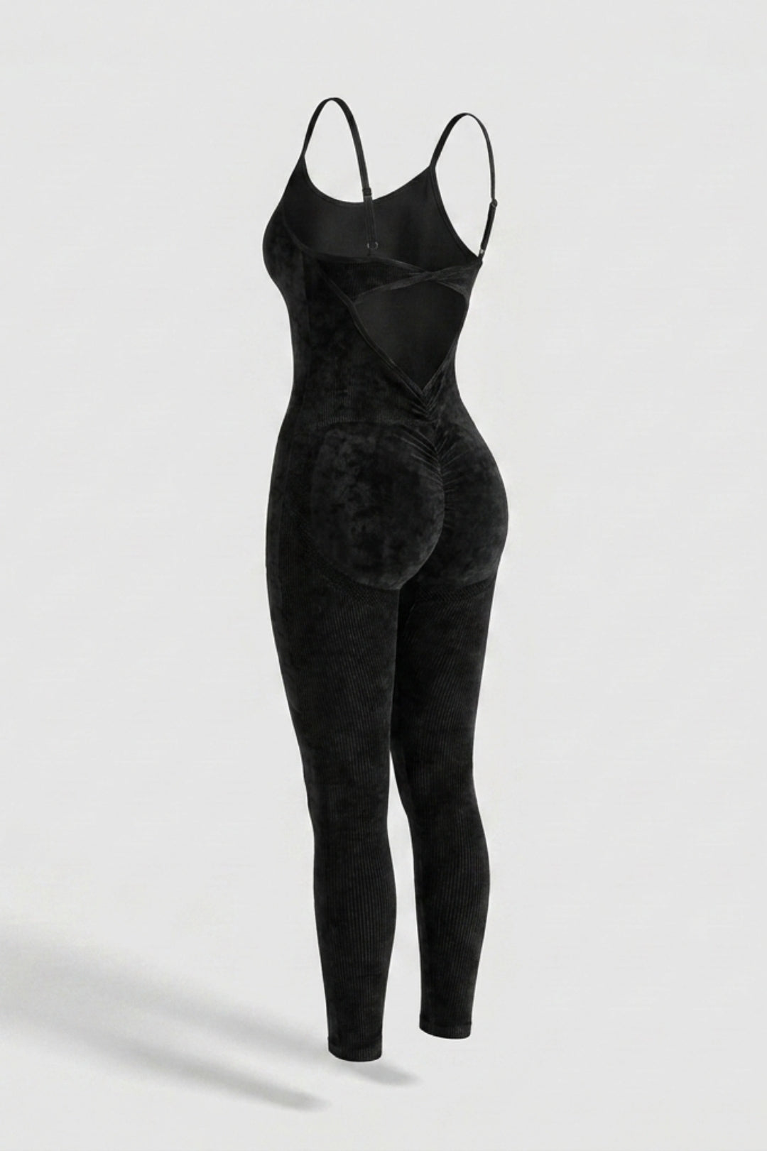 Dames Sport Jumpsuit | Sculpting Fit | Acid Wash | Strappy Full-Length Onesie