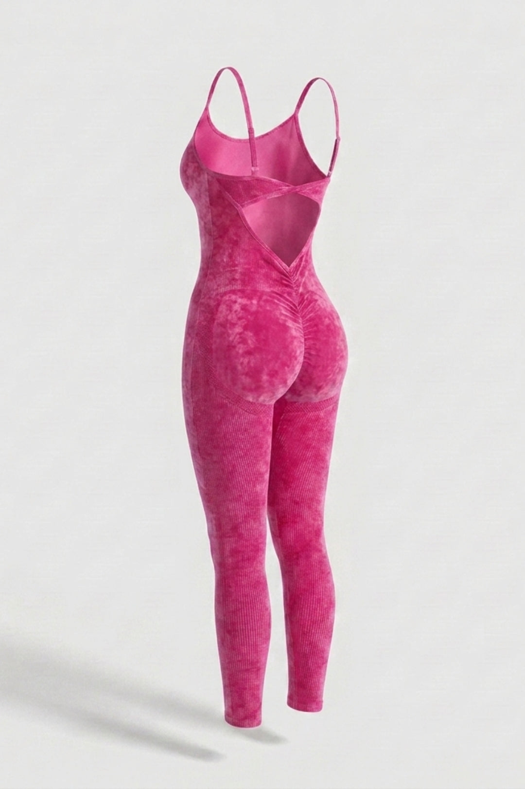 Dames Sport Jumpsuit | Sculpting Fit | Acid Wash | Strappy Full-Length Onesie
