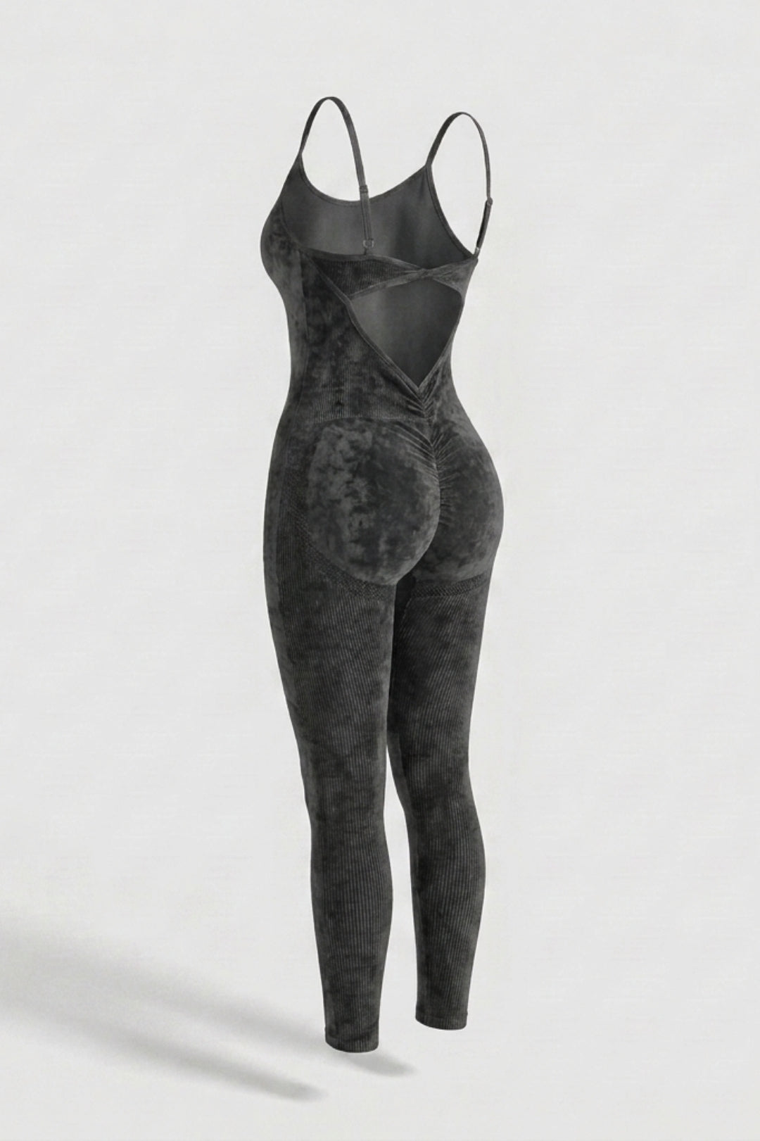 Dames Sport Jumpsuit | Sculpting Fit | Acid Wash | Strappy Full-Length Onesie