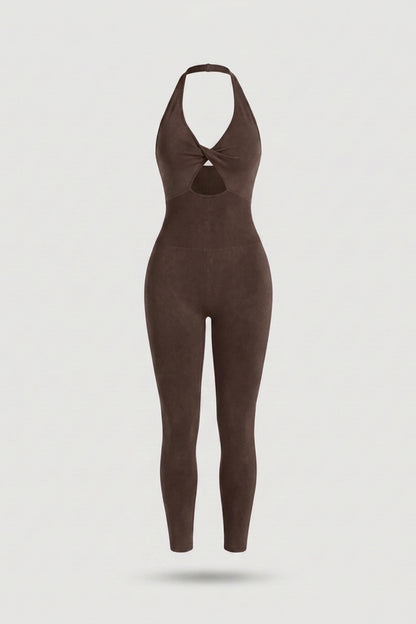 Dames Sport Jumpsuit | Sculpting Fit | Halter Neck | Seamless Activewear One Piece