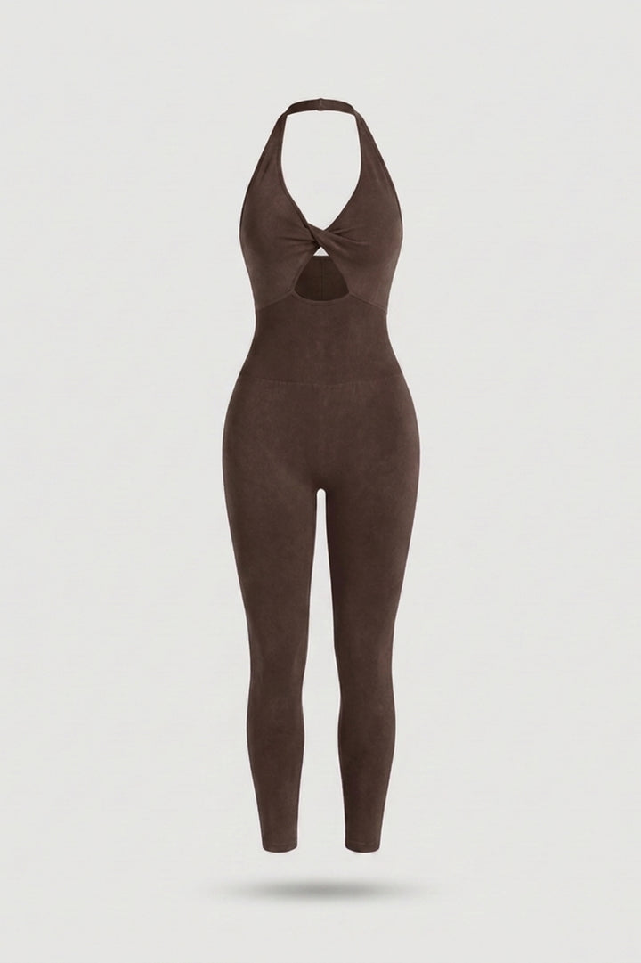Dames Sport Jumpsuit | Sculpting Fit | Halter Neck | Seamless Activewear One Piece