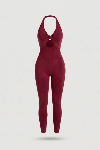 Dames Sport Jumpsuit | Sculpting Fit | Halter Neck | Seamless Activewear One Piece