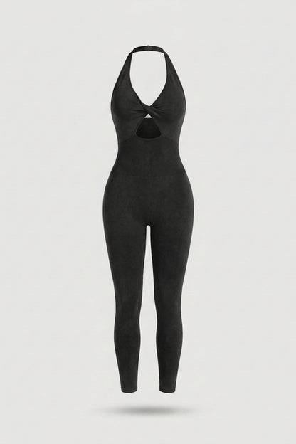 Dames Sport Jumpsuit | Sculpting Fit | Halter Neck | Seamless Activewear One Piece