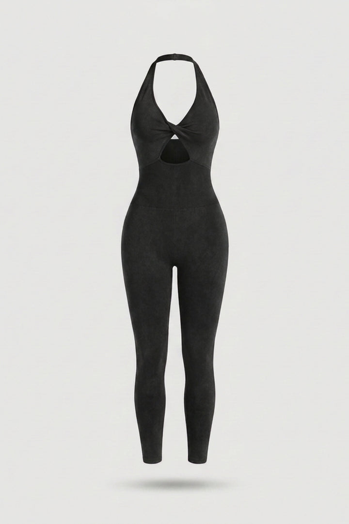 Dames Sport Jumpsuit | Sculpting Fit | Halter Neck | Seamless Activewear One Piece