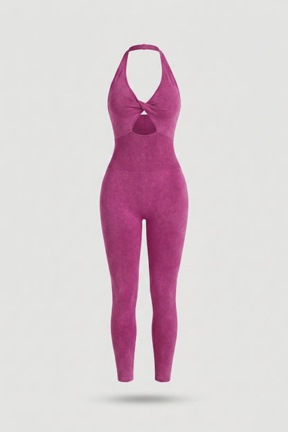 Dames Sport Jumpsuit | Sculpting Fit | Halter Neck | Seamless Activewear One Piece