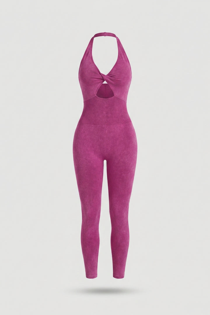 Dames Sport Jumpsuit | Sculpting Fit | Halter Neck | Seamless Activewear One Piece