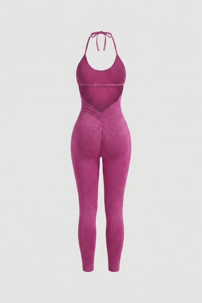 Dames Sport Jumpsuit | Sculpting Fit | Halter Neck | Seamless Activewear One Piece