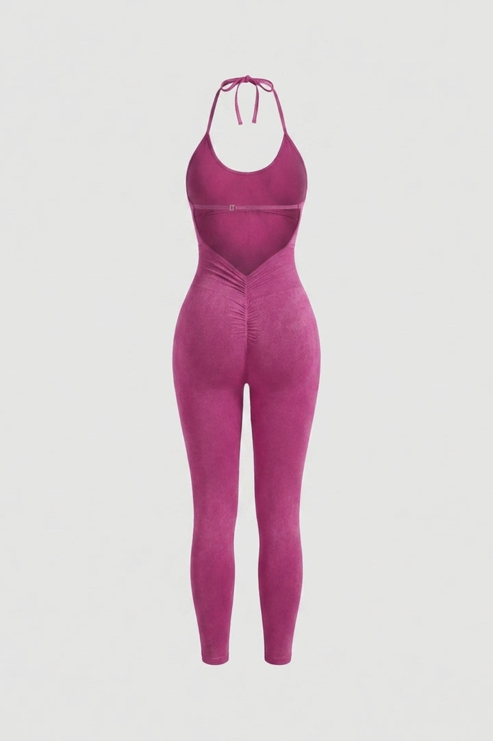 Dames Sport Jumpsuit | Sculpting Fit | Halter Neck | Seamless Activewear One Piece