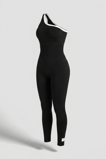 Dames Sport Jumpsuit | Sculpting Fit | One Shoulder | Activewear Onesie