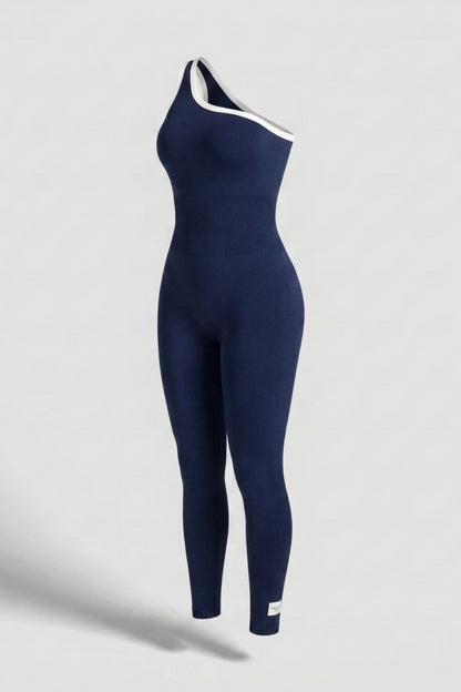 Dames Sport Jumpsuit | Sculpting Fit | One Shoulder | Activewear Onesie