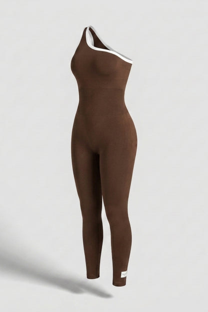 Dames Sport Jumpsuit | Sculpting Fit | One Shoulder | Activewear Onesie