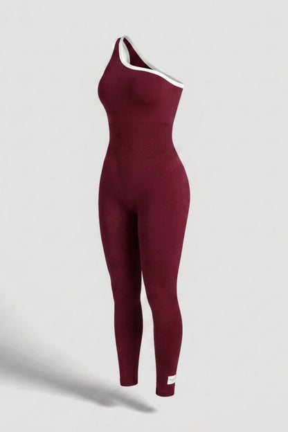 Dames Sport Jumpsuit | Sculpting Fit | One Shoulder | Activewear Onesie