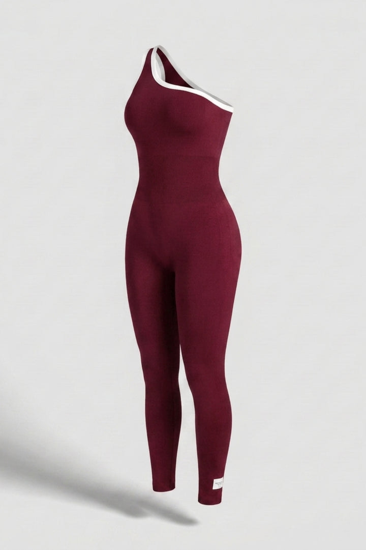 Dames Sport Jumpsuit | Sculpting Fit | One Shoulder | Activewear Onesie