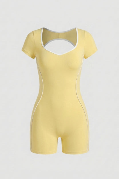 Dames Sport Jumpsuit Short | Aansluitende Fit | Contrast Trim One Piece