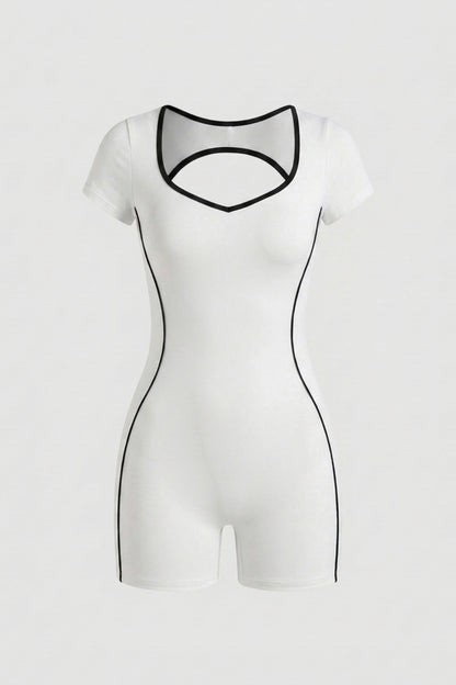 Dames Sport Jumpsuit Short | Aansluitende Fit | Contrast Trim One Piece
