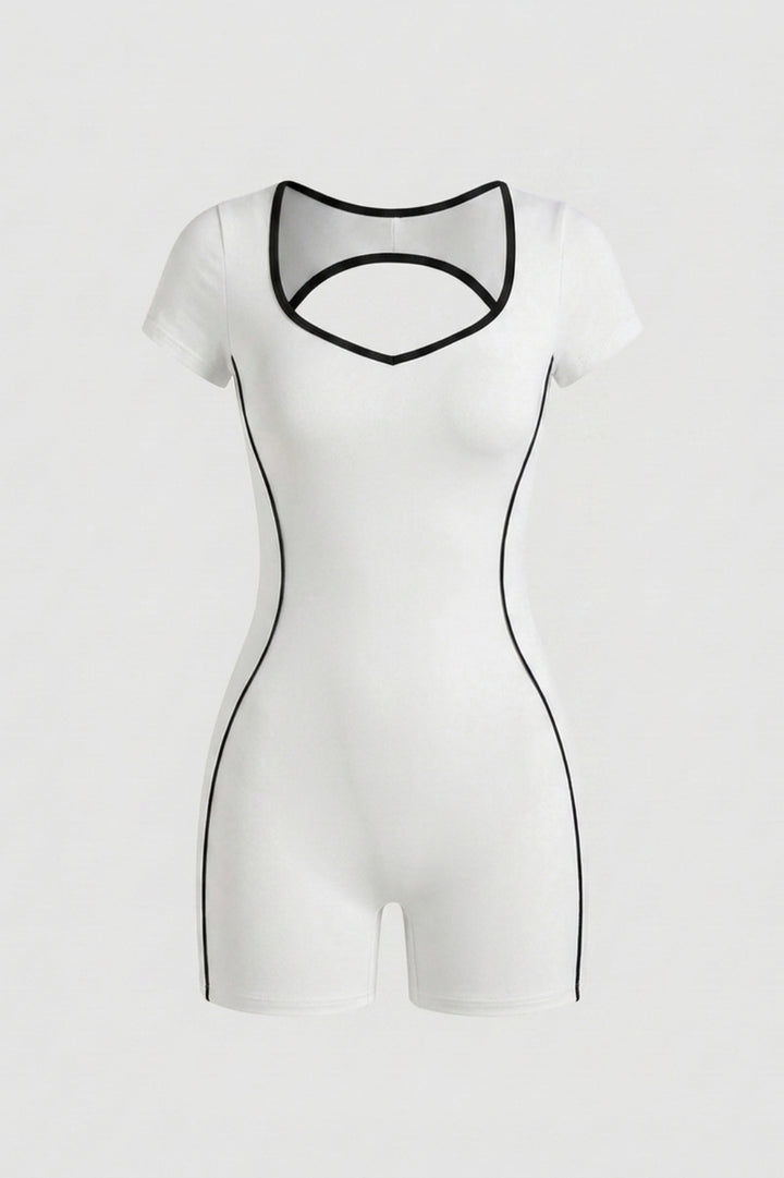 Women's Short Sports Jumpsuit | Body-Hugging Fit | Contrast Trim One Piece