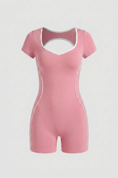 Dames Sport Jumpsuit Short | Aansluitende Fit | Contrast Trim One Piece