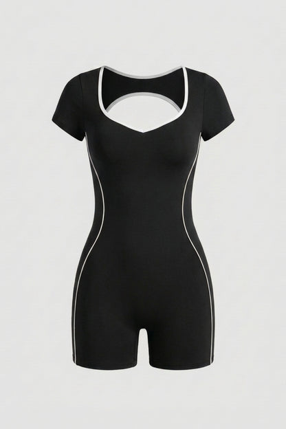 Dames Sport Jumpsuit Short | Aansluitende Fit | Contrast Trim One Piece