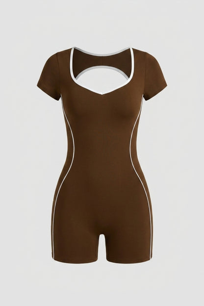 Dames Sport Jumpsuit Short | Aansluitende Fit | Contrast Trim One Piece