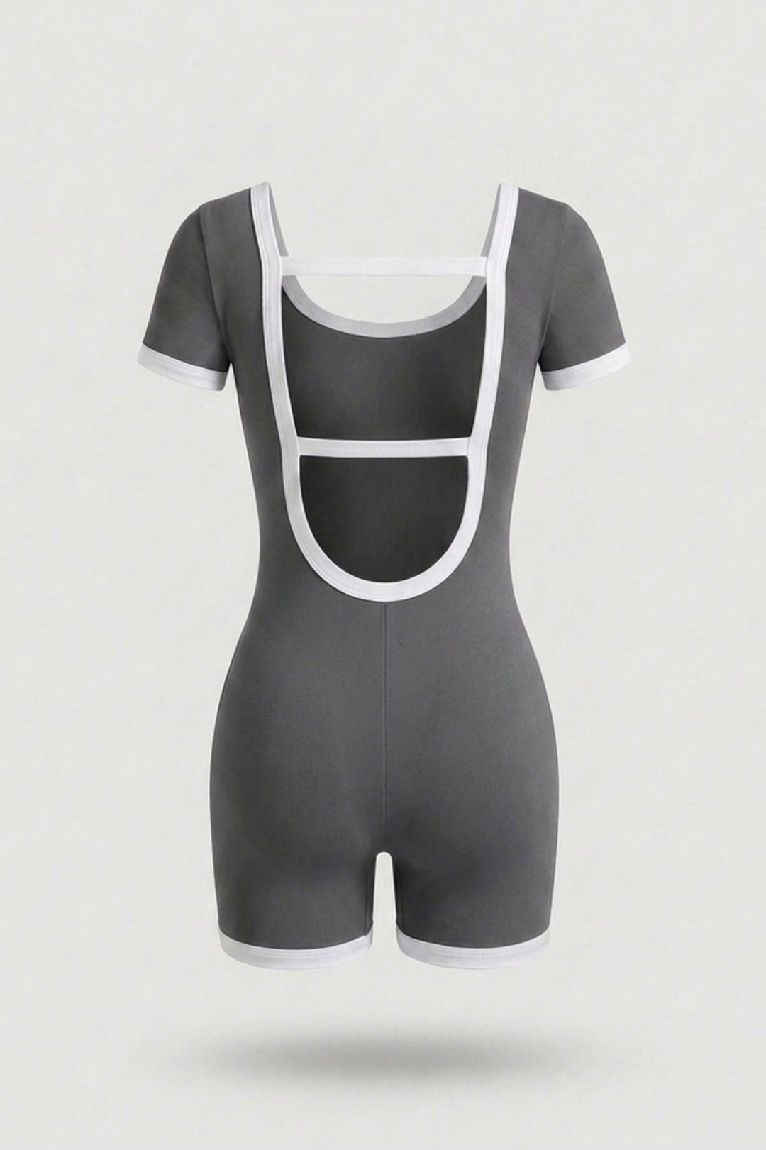 Dames Sport Jumpsuit Short | V-Neck | Contrast Trim One Piece | Open Back