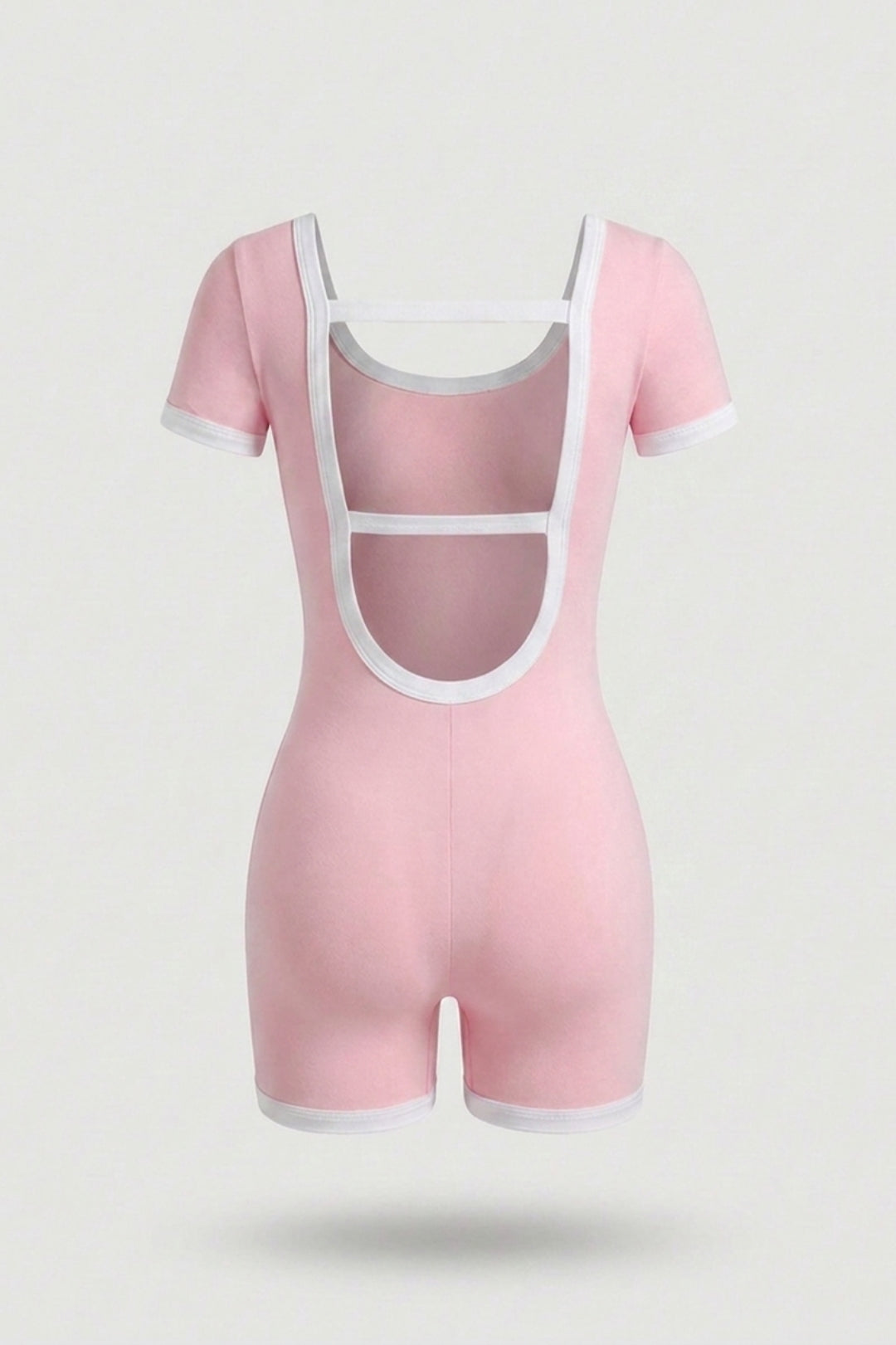 Dames Sport Jumpsuit Short | V-Neck | Contrast Trim One Piece | Open Back
