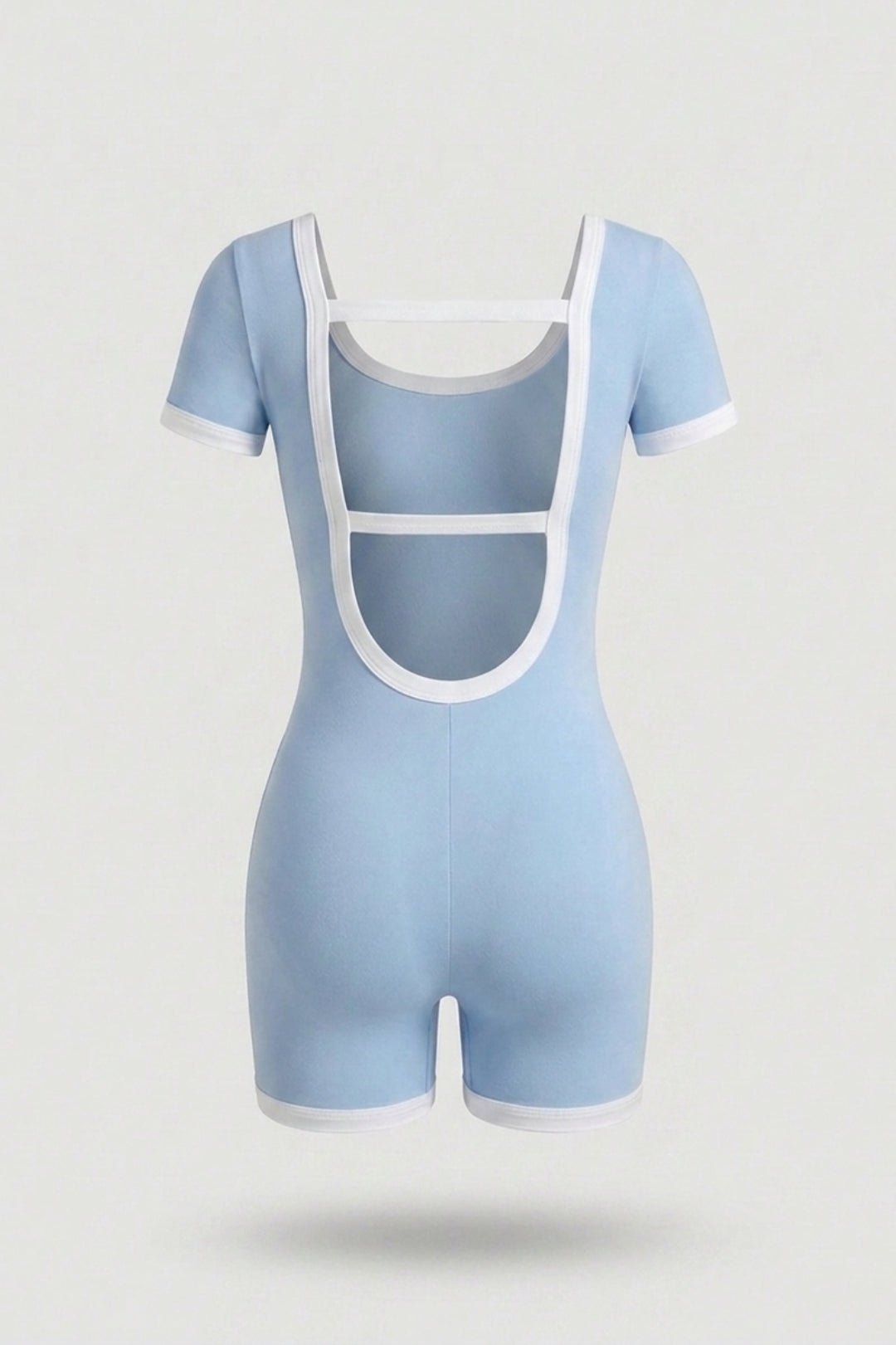 Dames Sport Jumpsuit Short | V-Neck | Contrast Trim One Piece | Open Back