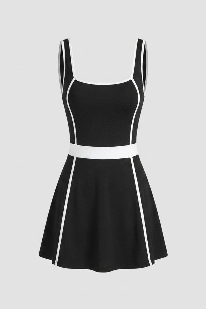 Women's Sports Dress | Body-Hugging Fit | Contrast Piping | Activewear Tennis Dress